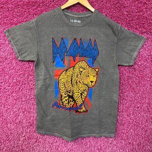 Def Leppard Animal Neon Leopard Hysteria Metal Band Tee M